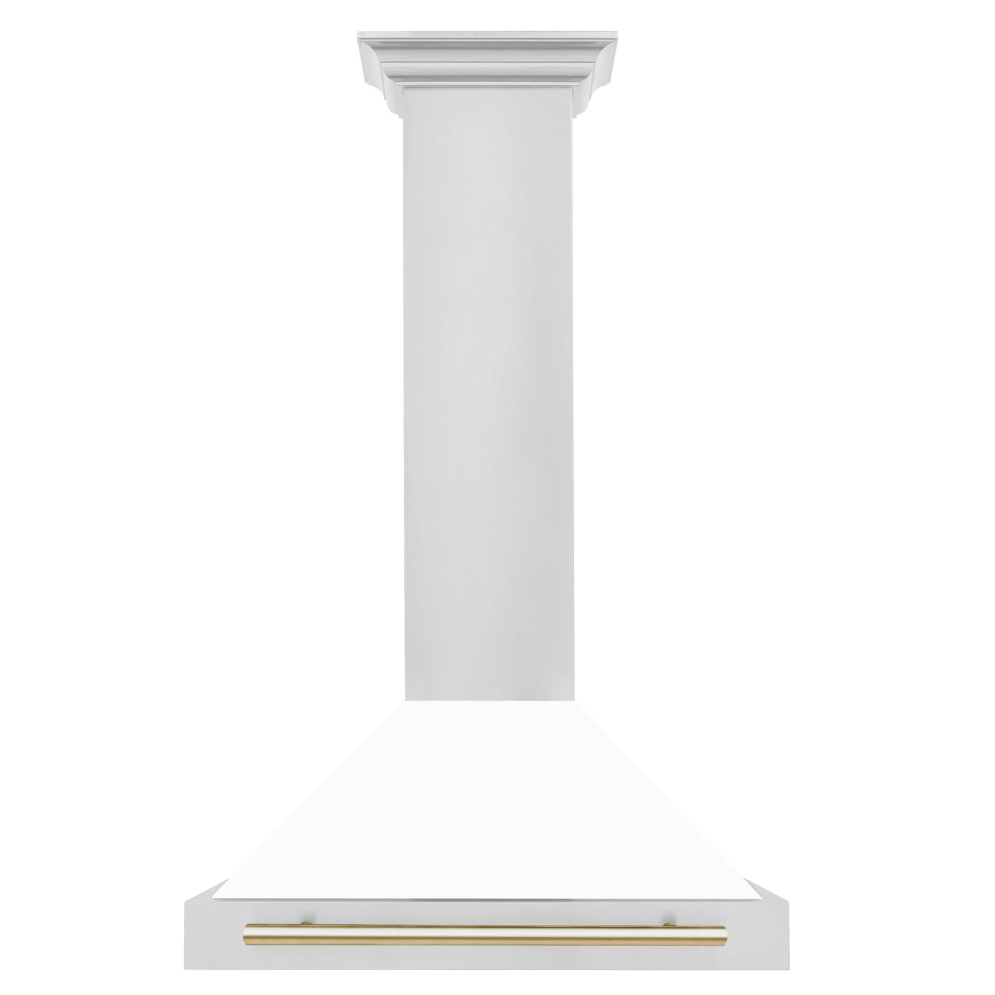 ZLINE 30 in. Autograph Edition Convertible Stainless Steel Range Hood with White Matte Shell and Champagne Bronze Accents (KB4STZ-WM30-CB) [Color: Gold]