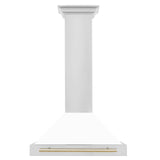 ZLINE 30 in. Autograph Edition Convertible Stainless Steel Range Hood with White Matte Shell and Champagne Bronze Accents (KB4STZ-WM30-CB) [Color: Gold]