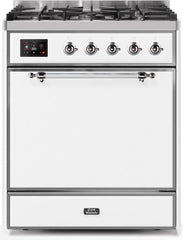 Majestic II 30 Inch Dual Fuel Natural Gas Freestanding Range in White with Chrome Trim