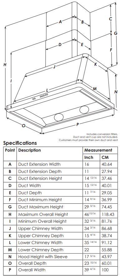 Majestic 40 Inch Matte Graphite Wall Mount Convertible Range Hood