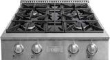 FGRT304 30" Gas Rangetop with 4 Sealed Italian Burners, Edge to Edge Grates, Gas Convertible, Heavy Duty Stainless Steel Knobs, in Stainless Steel