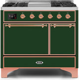 Majestic II 40 Inch Dual Fuel Liquid Propane Freestanding Range in Emerald Green with Copper Trim