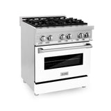 ZLINE 30 in. Dual Fuel Range with Gas Stove and Electric Oven in Stainless Steel (RA30) [Color: White Matte]