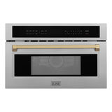 ZLINE 30" Autograph Microwave Oven in DuraSnow Stainless with Champagne Bronze Accents (MWOZ-30-SS-CB)