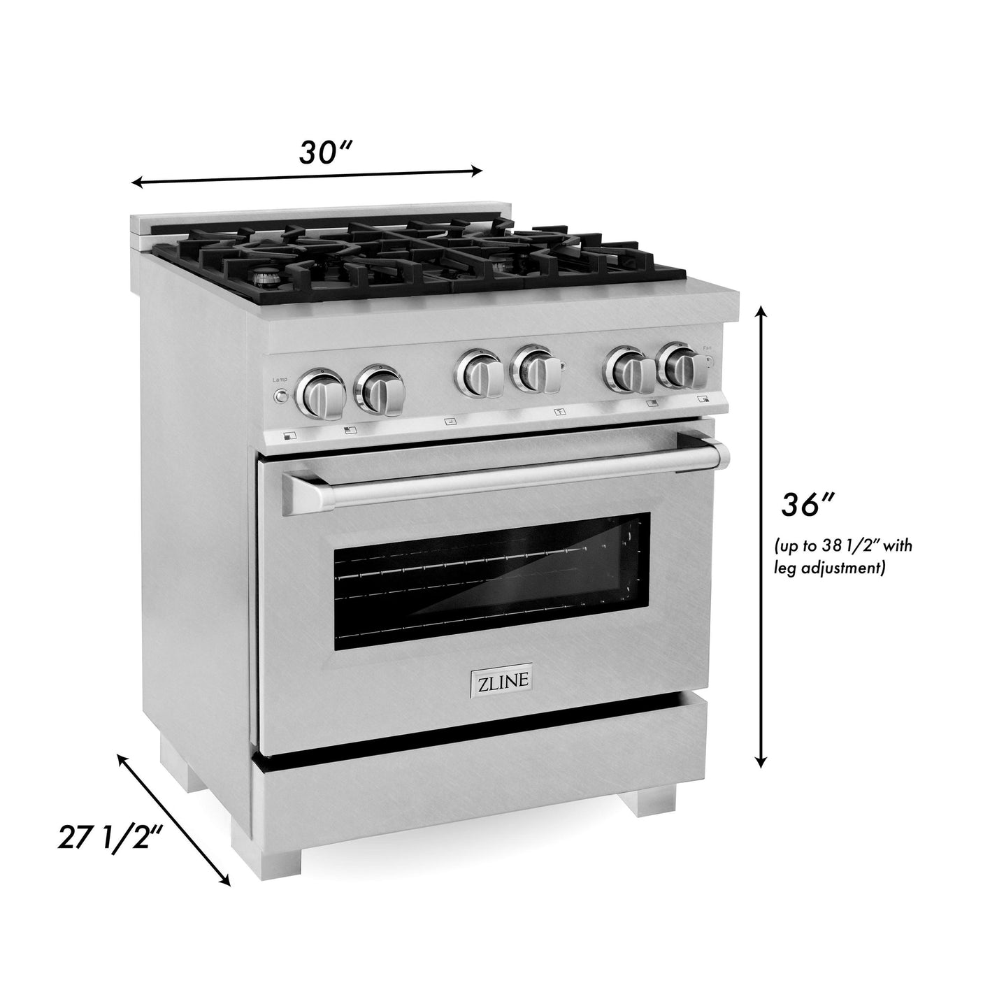 ZLINE 30" 4.0 cu. ft. Range with Gas Stove and Gas Oven in DuraSnow® Stainless Steel with Color Door Options (RGS-30) [Color: Blue Gloss]