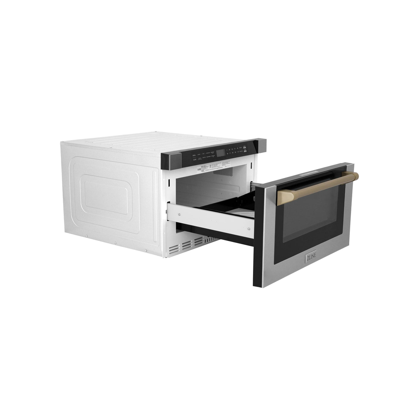 ZLINE Autograph Edition 24" 1.2 cu. ft. Built-in Microwave Drawer with a Traditional Handle in Stainless Steel and Champagne Bronze Accents (MWDZ-1-H-CB)