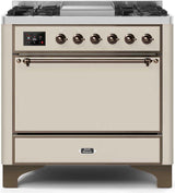 Majestic II 36 Inch Dual Fuel Natural Gas Freestanding Range in Antique White with Bronze Trim