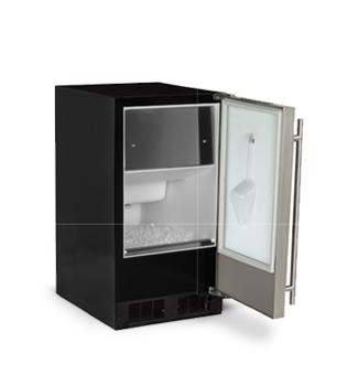 15" Low Profile Clear Ice Machine - With Factory-Installed Drain Pump - Solid Panel Overlay Ready Door - Left Hinge