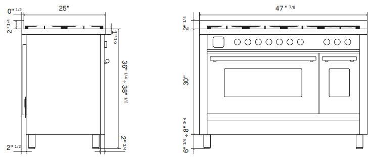 Professional Plus II 48 Inch Dual Fuel Natural Gas Freestanding Range in Blue Grey with Trim