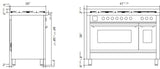 Professional Plus II 48 Inch Dual Fuel Natural Gas Freestanding Range in RAL Custom Color with Trim