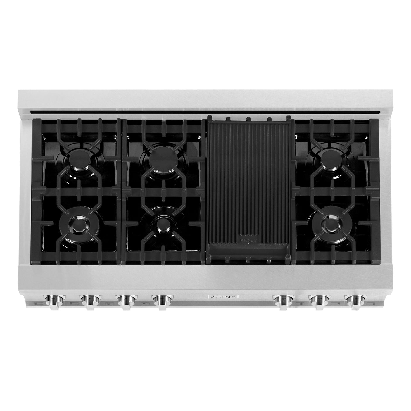 ZLINE 48" Porcelain Gas Stovetop in Fingerprint Resistant Stainless Steel with 7 Gas Burners and Griddle (RTS-48) [Color: DuraSnow Stainless Steel]