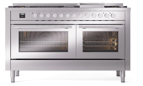 Professional Plus II 60 Inch Dual Fuel Natural Gas Freestanding Range in Stainless Steel with Trim