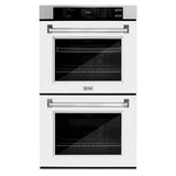 ZLINE 30 in. Professional True Convection Double Wall Oven with Air Fry and Self Clean in Stainless Steel with White Matte Doors (WAD-WM-30)