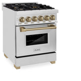 ZLINE Autograph Edition 30" 4.0 cu. ft. Dual Fuel Range with Gas Stove and Electric Oven in Stainless Steel with Accents (RAZ-30) [Color: Champagne Bronze]