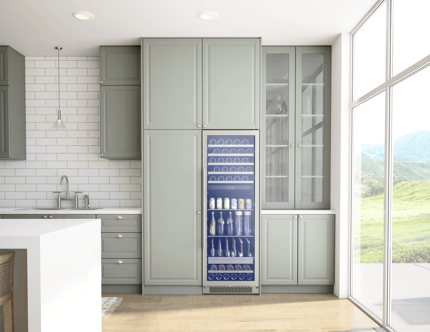 Presrv Wine and Beverage Cooler, 24in, Full Size, SS+Glass, Reversible Door, 2 Zones