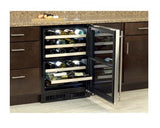 24" High Efficiency Dual Zone Wine Cellar - Panel Overlay Frame Glass Door - Integrated Right Hinge