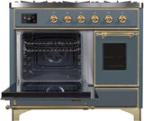 Majestic II 40 Inch Dual Fuel Natural Gas Freestanding Range in Blue Grey with Brass Trim