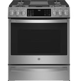 GE Profile™ 30" Smart Slide-In Front-Control Gas Fingerprint Resistant Range with No Preheat Air Fry