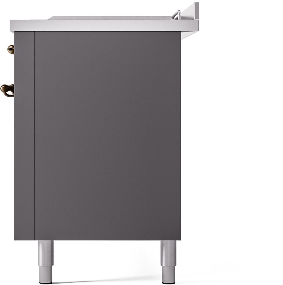 Nostalgie II 60 Inch Dual Fuel Natural Gas Freestanding Range in Matte Graphite with Bronze Trim