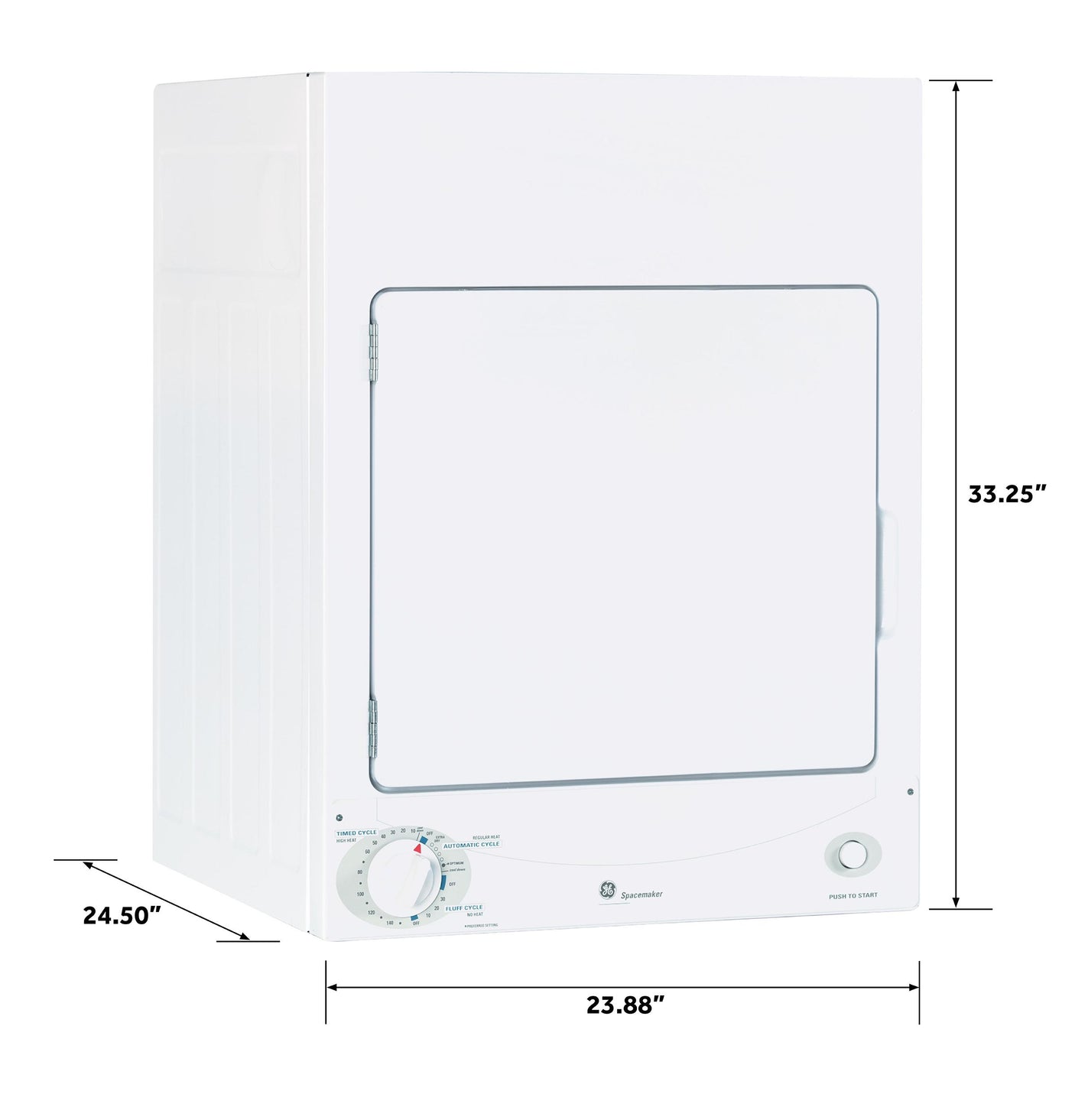 GE Spacemaker® 120V 3.6 cu. ft. Capacity Stationary Electric Dryer