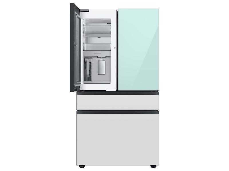 Bespoke 4-Door French Door Refrigerator (23 cu. ft.) with Beverage Center™ in Morning Blue Glass Top Panels and White Glass Middle and Bottom Panels