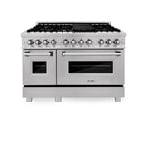 ZLINE 48 in. DuraSnow Stainless Steel 6.0 cu.ft. 7 Gas Burner/Electric Oven Range with Color Door Options (RAS-SN-48) [Color: Blue Gloss]