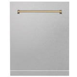 ZLINE 24 in. Autograph Edition Monument Dishwasher Panel with Champagne Bronze Handle in Color Options (DPMTZ-24-CB) [Color: DuraSnow Stainless Steel with Champagne Bronze Handle]