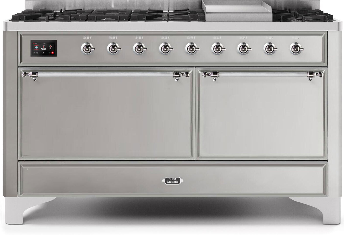 Majestic II 60 Inch Dual Fuel Liquid Propane Freestanding Range in Stainless Steel with Chrome Trim