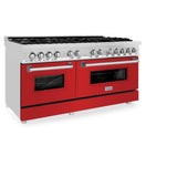 ZLINE 60 in. 7.4 cu. ft. Dual Fuel Range with Gas Stove and Electric Oven in Stainless Steel with Color Options (RA60) [Color: Red Matte]