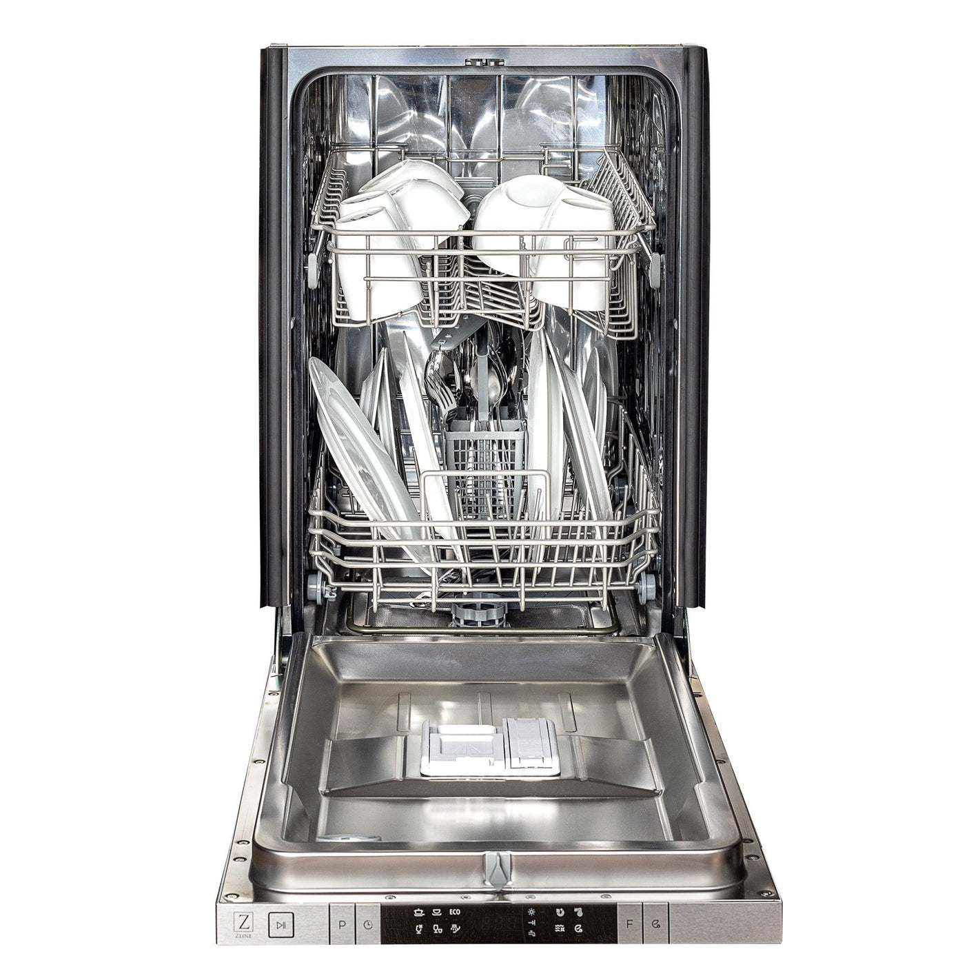 ZLINE 18 in. Compact Top Control Dishwasher with Stainless Steel Tub and Modern Style Handle, 52 dBa (DW-18) [Color: White Matte]