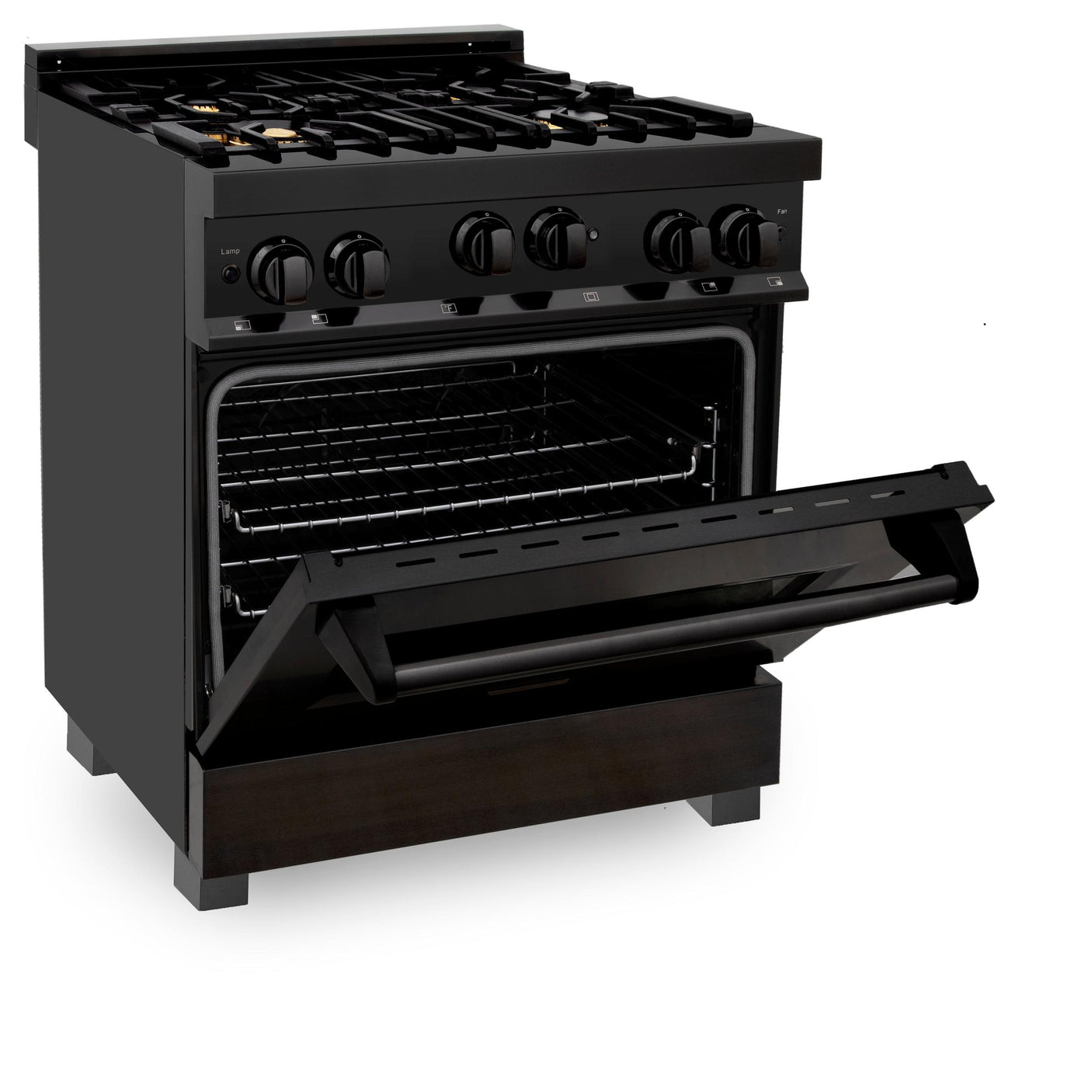 ZLINE 30" 4.0 cu. ft. Range with Gas Stove and Gas Oven in Black Stainless Steel with Brass Burners (RGB-BR-30)