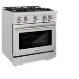 ZLINE 30 in. 4.2 cu. ft. Select Gas Range with 4 Burner Cooktop and Convection Gas Oven in DuraSnow' Stainless Steel (HGRS-30)