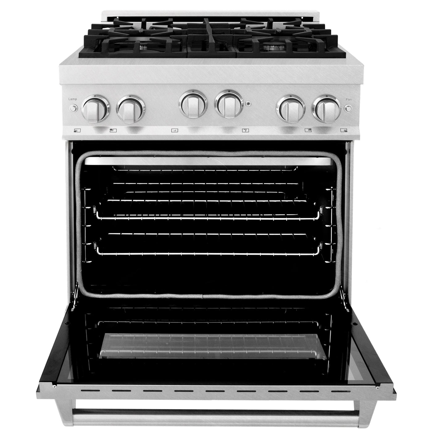 ZLINE 30" 4.0 cu. ft. Range with Gas Stove and Gas Oven in DuraSnow® Stainless Steel with Color Door Options (RGS-30) [Color: DuraSnow® Stainless Steel with Brass Burners]