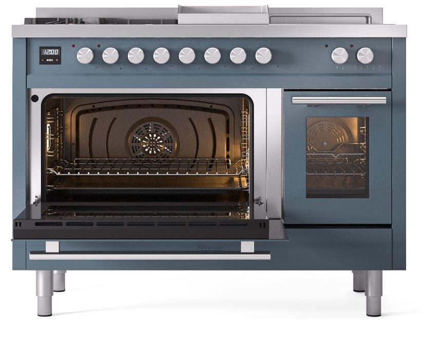 Professional Plus II 48 Inch Dual Fuel Natural Gas Freestanding Range in Blue Grey with Trim