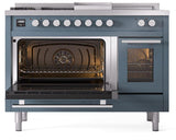 Professional Plus II 48 Inch Dual Fuel Natural Gas Freestanding Range in Blue Grey with Trim