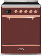 Majestic II 30 Inch Electric Freestanding Range in Burgundy with Copper Trim