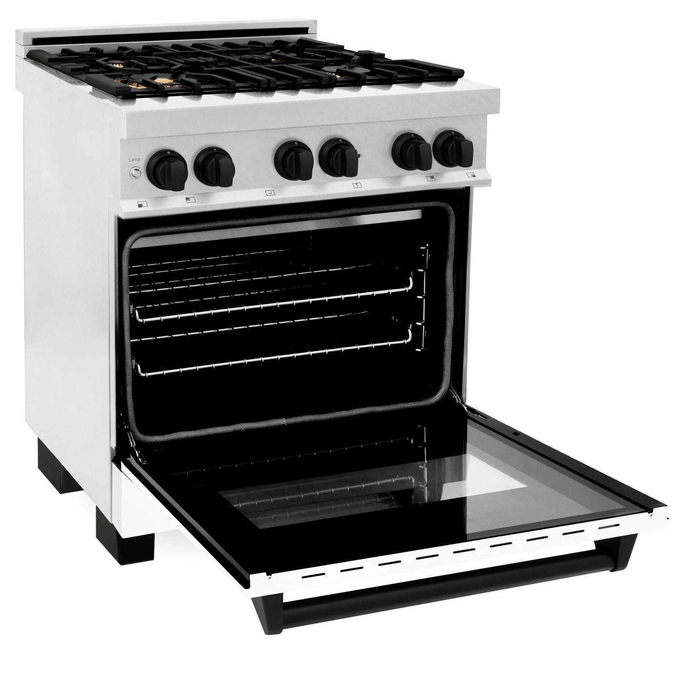 ZLINE Autograph Edition 30" 4.0 cu. ft. Dual Fuel Range with Gas Stove and Electric Oven in DuraSnow Stainless Steel with White Matte Door and Accents (RASZ-WM-30) [Color: Matte Black]