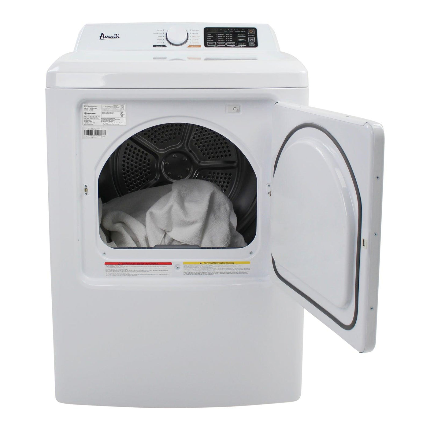 Avanti Front Load Natural Gas Clothes Dryer, 6.7 cu. ft. Capacity - White / 6.7 cu. ft.