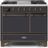 Majestic II 40 Inch Dual Fuel Natural Gas Freestanding Range in Matte Graphite with Bronze Trim