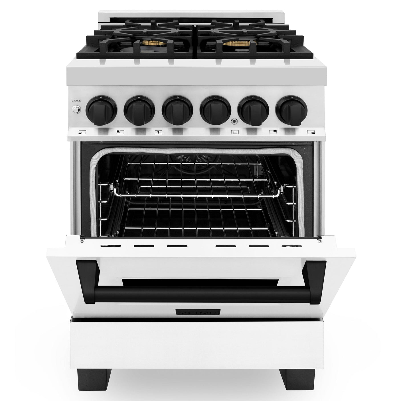 ZLINE Autograph Edition 24" 2.8 cu. ft. Dual Fuel Range with Gas Stove and Electric Oven in Stainless Steel with White Matte Door and Accents (RAZ-WM-24) [Color: Matte Black]