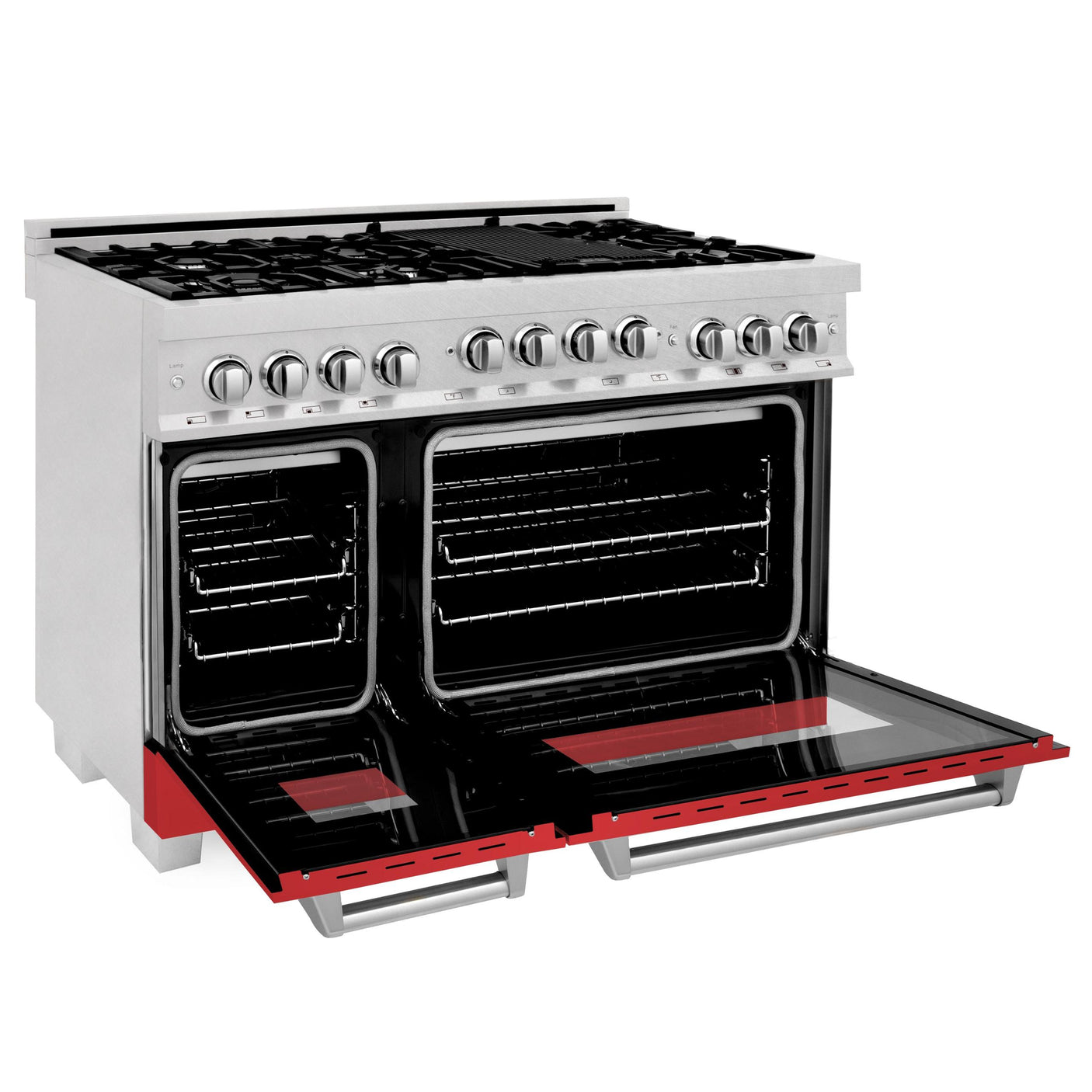 ZLINE 48" 6.0 cu. ft. Range with Gas Stove and Gas Oven in ZLINE DuraSnow Stainless Steel® (RGS-SN-48) [Color: Red Matte]