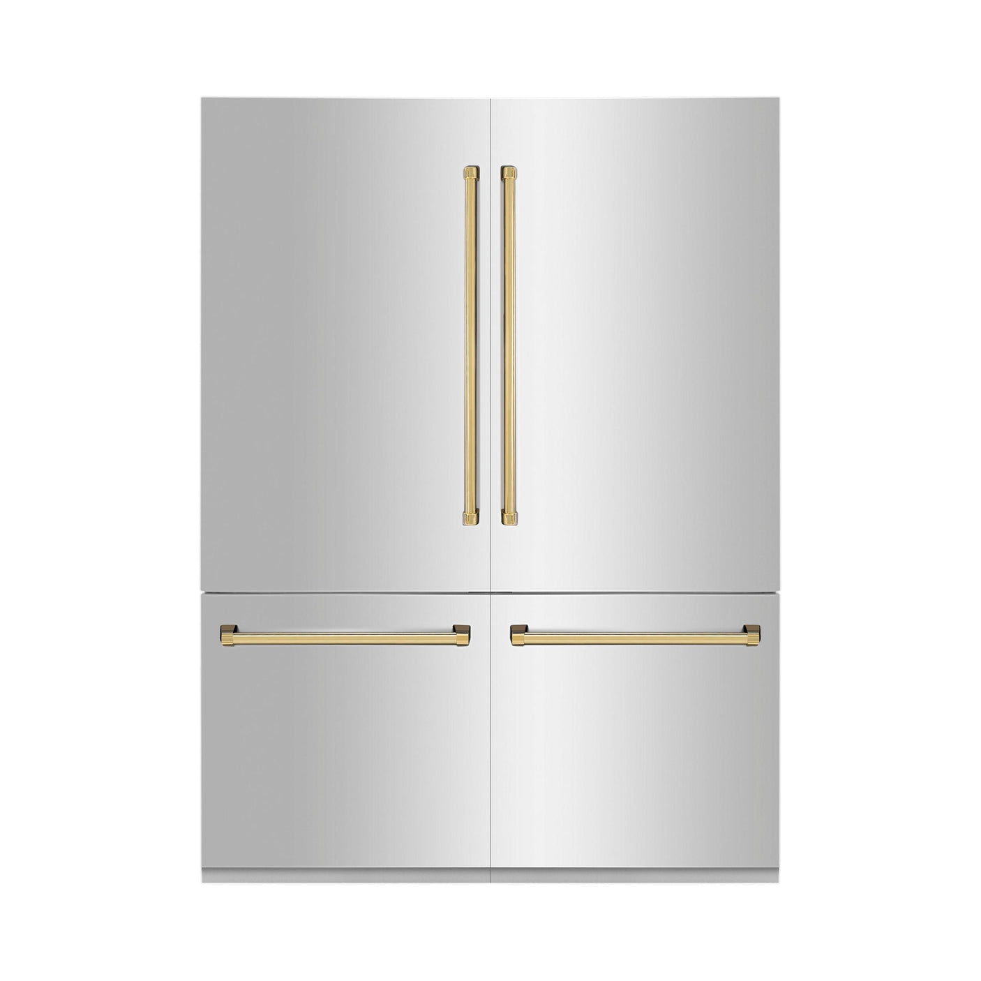 ZLINE 60" Autograph Edition 32.2 cu. ft. Built-in 4-Door French Door Refrigerator with Internal Water and Ice Dispenser in Stainless Steel with Polished Gold Accents (RBIVZ-304-60-G)