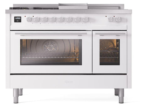 Professional Plus II 48 Inch Dual Fuel Liquid Propane Freestanding Range in White with Trim