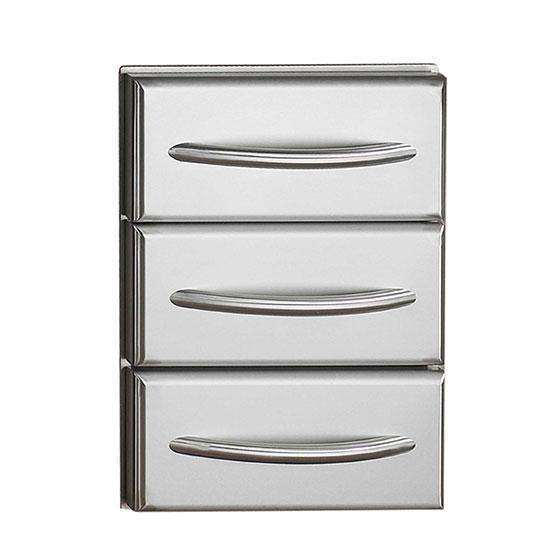 Flat Stainless Steel Built-In Triple Drawer Set