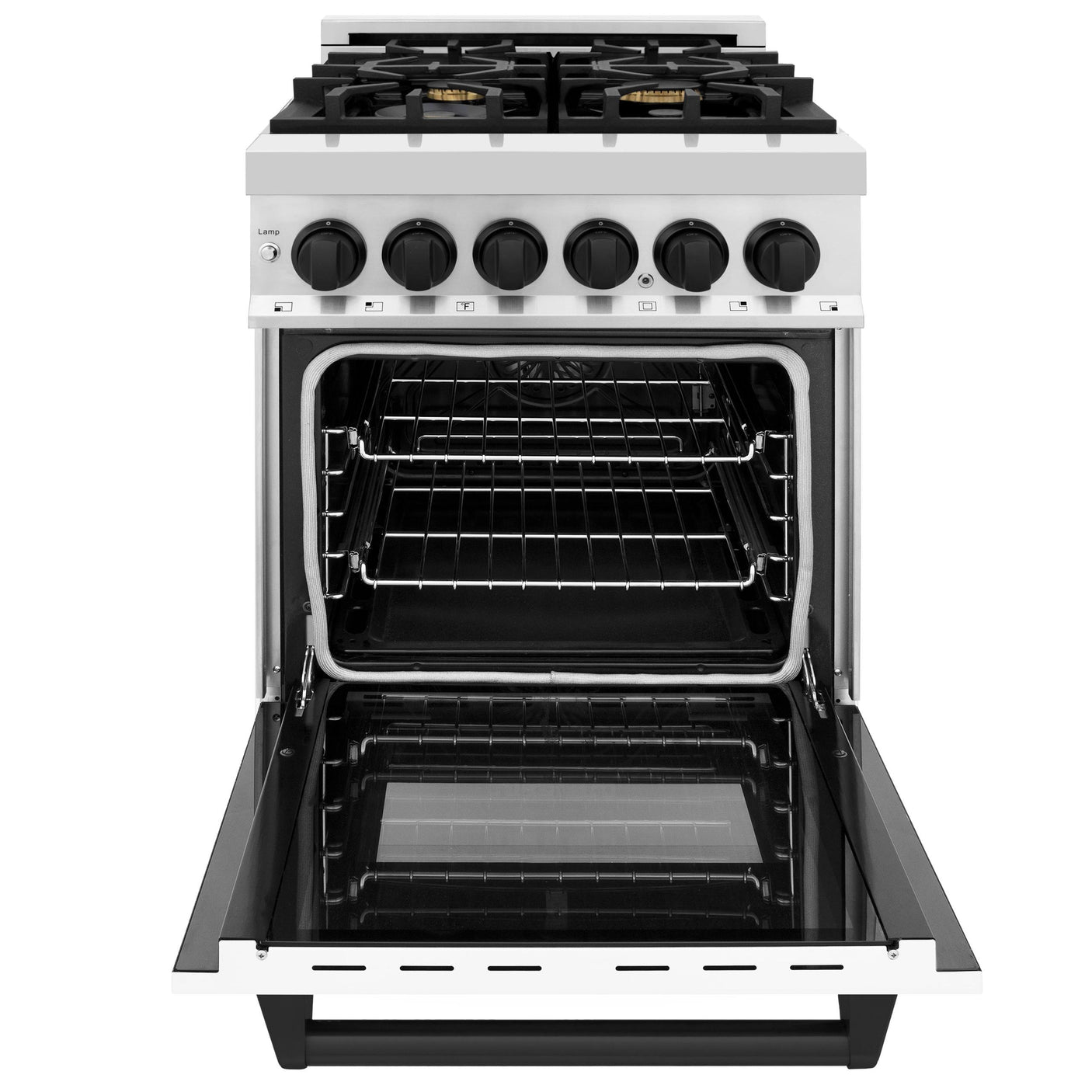 ZLINE Autograph Edition 24" 2.8 cu. ft. Dual Fuel Range with Gas Stove and Electric Oven in Stainless Steel with White Matte Door and Accents (RAZ-WM-24) [Color: Matte Black]