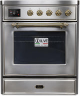 Majestic II 30 Inch Electric Freestanding Range in Stainless Steel with Brass Trim