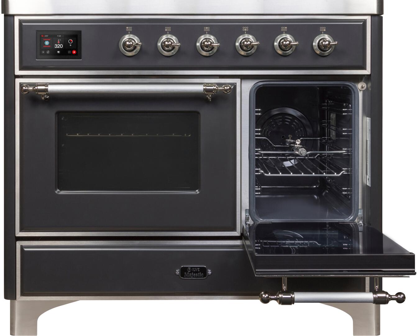 Majestic II 40 Inch Electric Freestanding Range in Matte Graphite with Chrome Trim