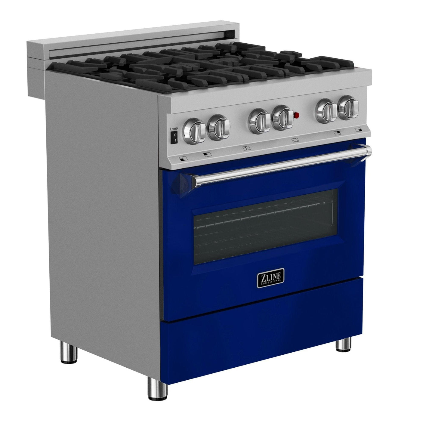 ZLINE 30 in. 4.0 cu. ft. Dual Fuel Range with Gas Stove and Electric Oven in All DuraSnow Stainless Steel with Color Door Options (RAS-SN-30) [Color: Blue Gloss]