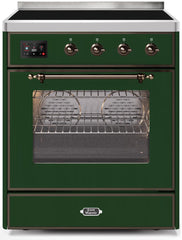 Majestic II 30 Inch Electric Freestanding Range in Emerald Green with Bronze Trim