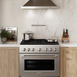 ZLINE 36 In. Freestanding Gas Range in Stainless Steel with Brass Burners (SGR-BR-36)